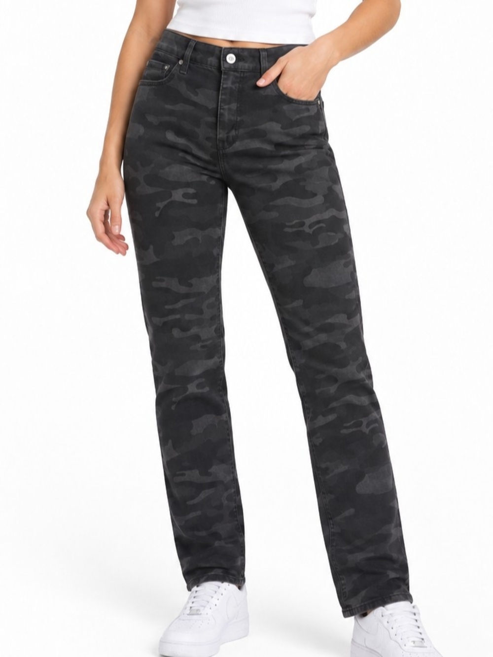 Social Standard Mid-Rise Ankle Skinny Black Camo Pants - NWT